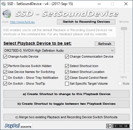 SSD - SetSoundDevice software