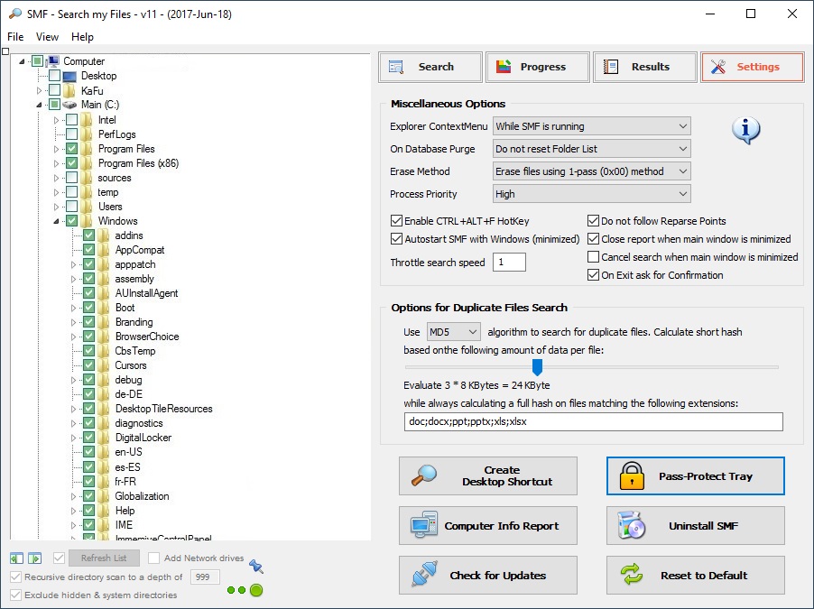 windows duplicate file finder hash database